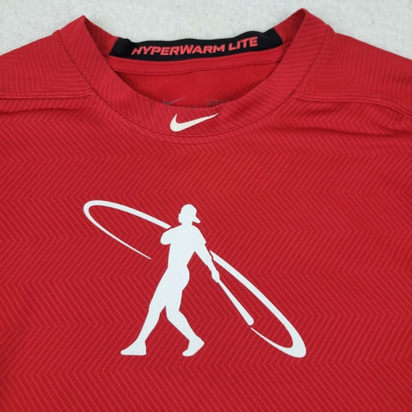 Nike Pro Combat Shirt Mens 2XL Red Hyperwarm Lite Dri-Fit Long Sleeve Pullover - Picture 1 of 11